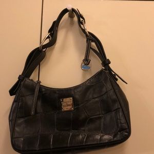 Dooney & Bourke Croco Embossed Leather Hobo-Black